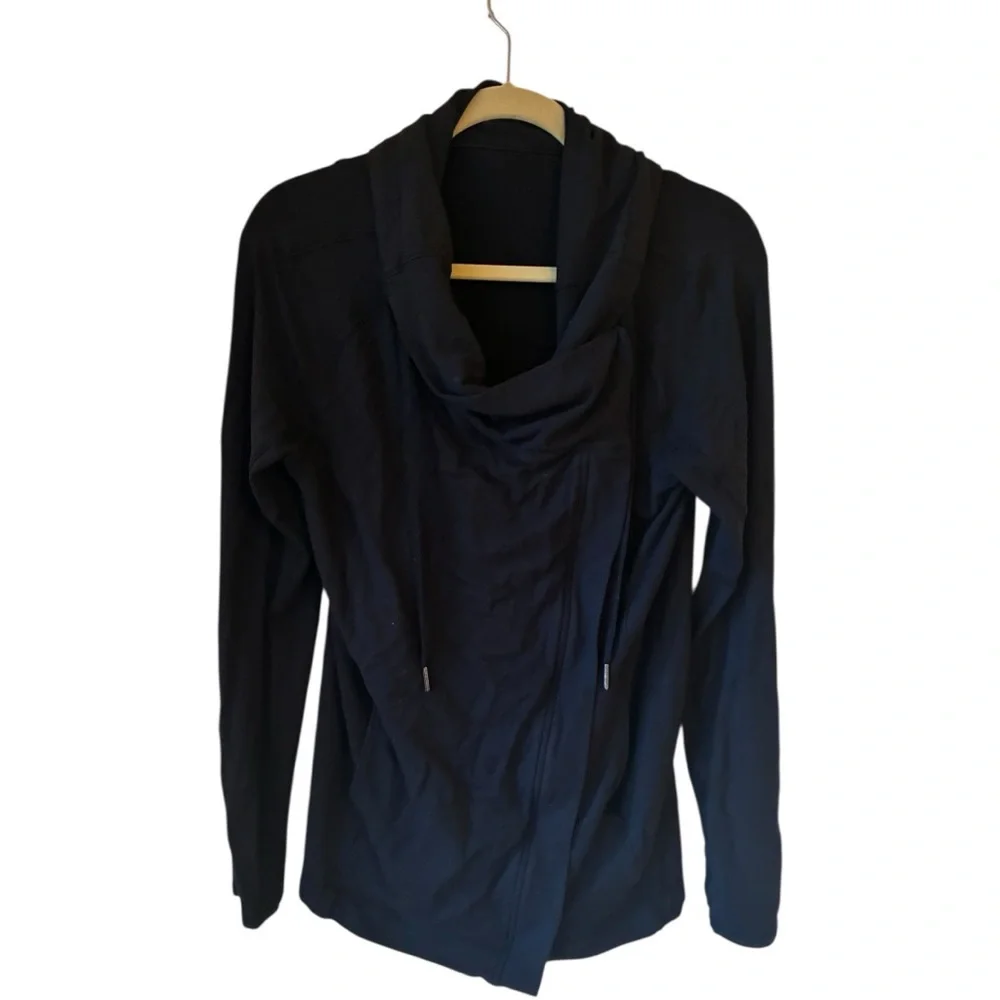 Lululemon Coast Easy Wrap Jacket Black Modal French Terry Size 6